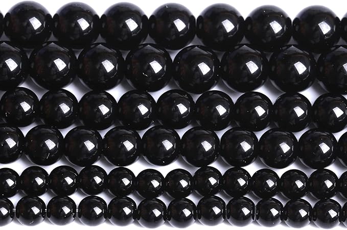 4mm 93pcs Natural Black Agates Onyx Stone Beads Smooth Round Loose Spacer Beads for Jewelry Making DIY Bracelets 15" (Black Agate, 4mm)