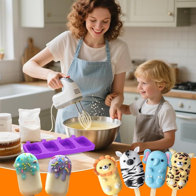 Mity rain 2 Pack Cake Pop Molds Silicone, 8 Cavity Reusable Cakesicle Molds | - Image 3