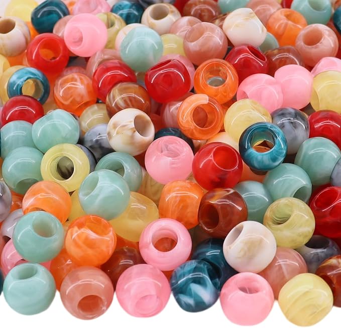 350pcs 12mm Acrylic Colorful Pop Spring Large Hole Rainbow Macrame Beads by Dabaiitechann