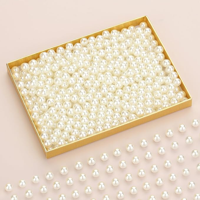 DUQGUHO 8mm Pearls for Crafting Pearl Beads for Jewelry Making Plastic Beads - Image 2