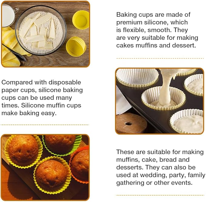 Extra Large Silicone Cupcake Baking Cups 12 Pack | Non-stick, - Image 5