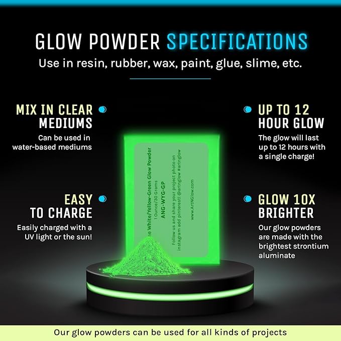 Glow in The Dark Pigment Powder - Neutral and Fluorescent Color for Art Painting, Fine Art, Nail Art Paint, and DIY Crafts - Long Lasting, 10+ Color Options - Neutral Dark Blue -(120 Grams/4 Ounces)