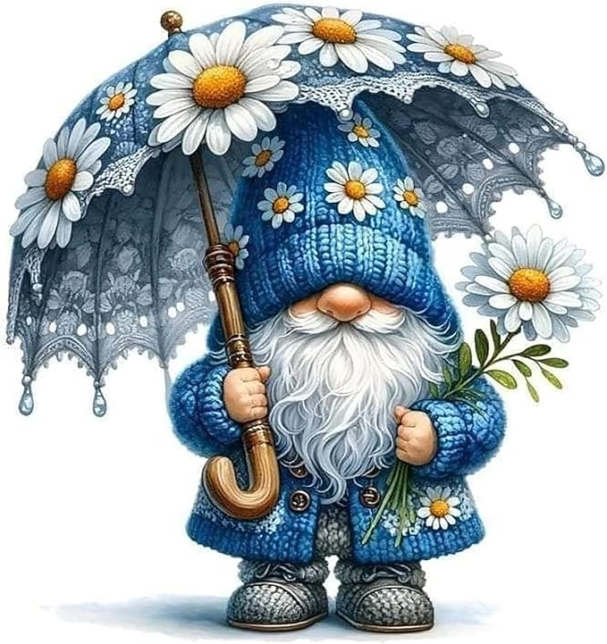 Gnome Cross Stitch Kits for Adults Beginner, Flower Counted Cross Stitch Kits by Unknown