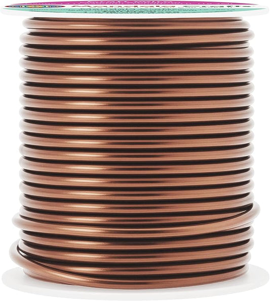 Mandala Crafts 13 Gauge Anodized Aluminum Craft Wire for Jewelry Making - 60 FT Colored Flexible Light Brown Wire - Bendable for Bonsai Armature Crafting Sculpting