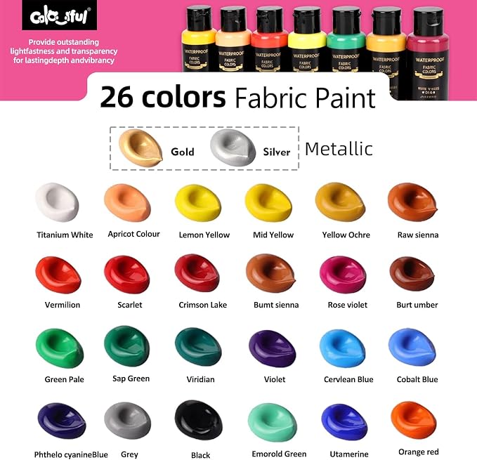 Colorful Fabric Paint Set for Clothes, - Image 2