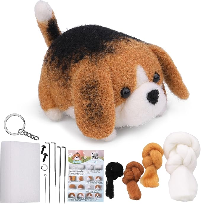 QMNNMA Needle Felting Kit for Beginners, Beagle Wool Felting Kit | Needle by Qmnnma
