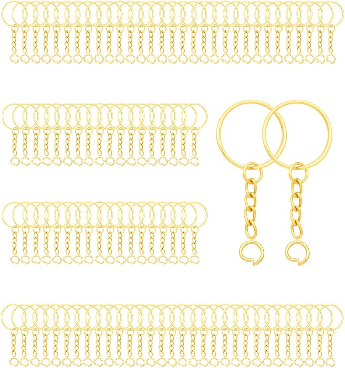 100Sets 1 inch Keychain Rings Golden Split Round Key Ring by ZoloAJay