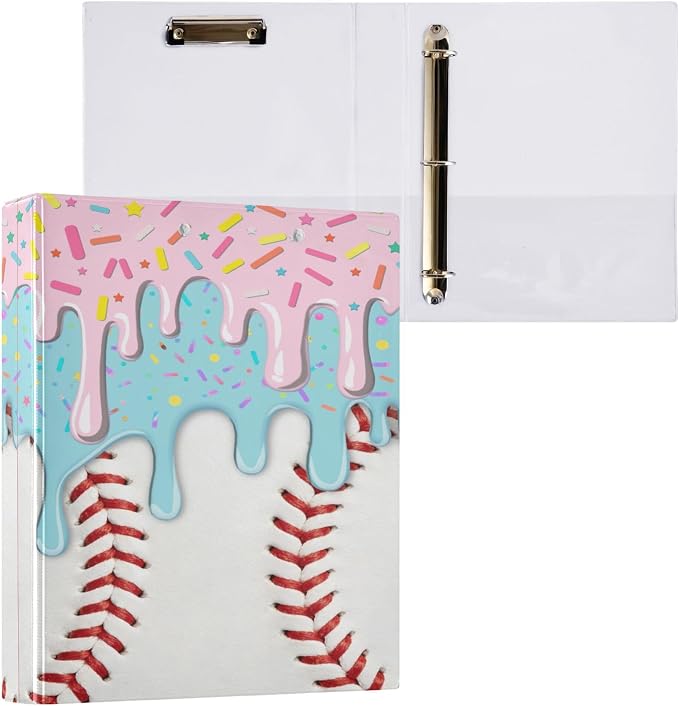 Baseball Red White Stripe Pattern Round Ring Binders 1.5 Inch Softball Sports 3 - Image 8
