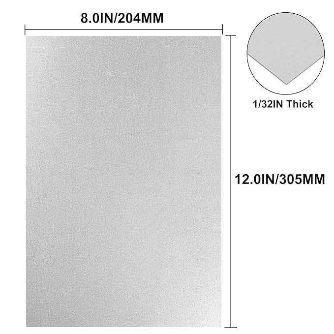 Galvanized Metal Sheet 8" x 12" x 1/32" Inch Galvanized Steel Sheet Plates for Magnetic Mount Board Wall 20GA(0.80MM) Galvanized Steel Plate Panels Stock for Roof Flashing Fixing Repair, Crafts, DIY