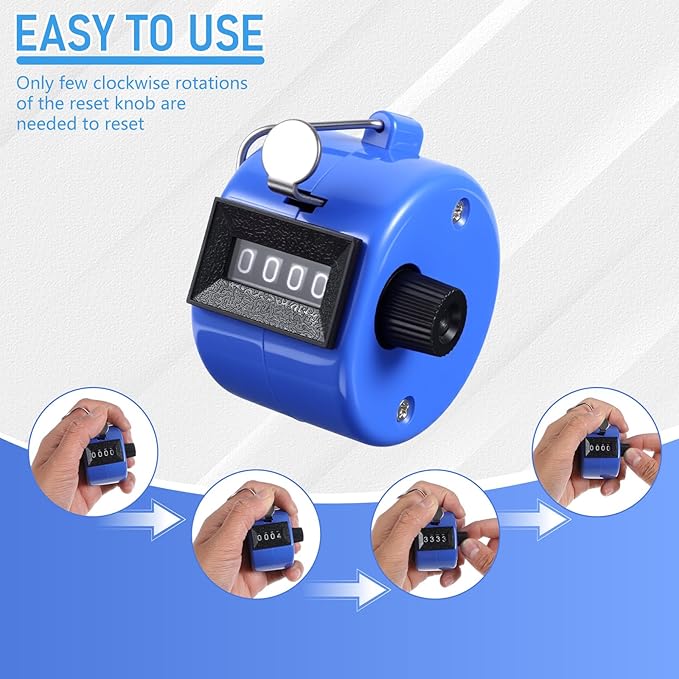 12 Pcs Handheld Tally Counter Digital, 4 Digit Number Hand Clicker Counter, Metal Mechanical Register for Coaching, Knitting, People, Golf and Row, Handheld Clickers