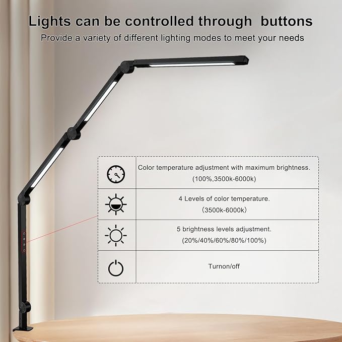 LED Desk Lamp with Clamp & Flexible Arm - Image 5