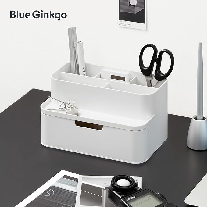 BLUE GINKGO Compact Desk Organizer – Small 5-Compartment, Half Drawer Storage – - Image 5