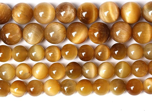 76PCS 10mm AAA Natural Tiger Eye Stone Beads Gemstone Round Spacer Loose Beads for Jewelry Making DIY Bracelet,Necklace, Earrings 2 Strand 32"