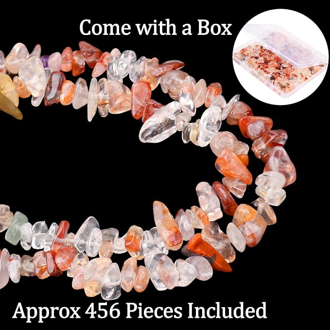 456 PCs Natural Chip Stone Beads, 5-8mm Irregular Multicolor Gemstones Loose - Image 4