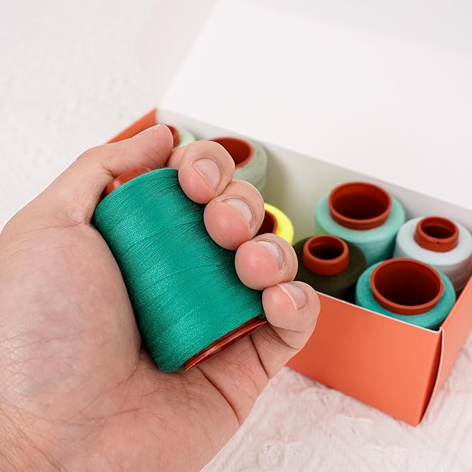 10 Pcs Sewing Thread, All Purpose Sewing Thread, 10 Spools Assorted Colors Each 800 Yards of Polyester Threads for Sewing Machine, Hand Stitching, Quilting, Serger (Green Color System)