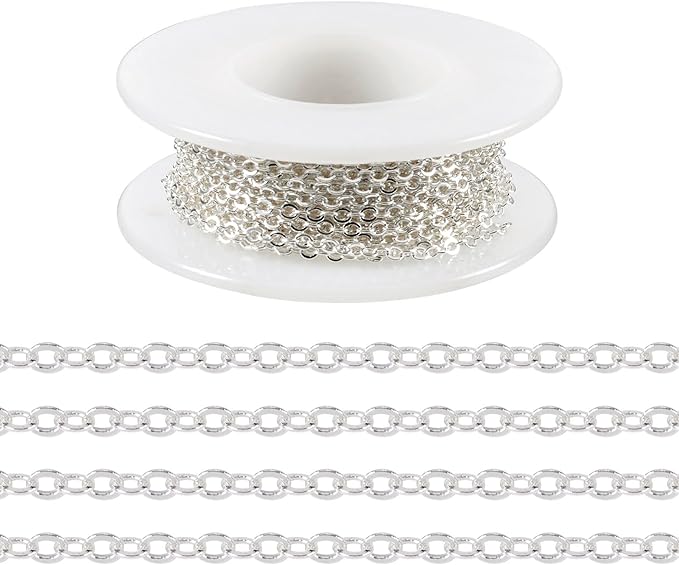 Pandahall 925 Sterling Silver Plated Necklace Chains 16.4 Feet Soldered Cable by PHPandaHall