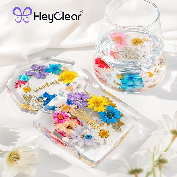 HeyClear Coaster Silicone Resin Molds, 6-Cavity Round Square Octagon Coaster - Image 3