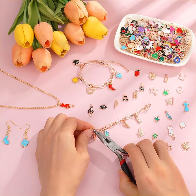 Flasoo 404Pcs Gold Charms for Jewelry Making, Keychains and Crafts - Image 6