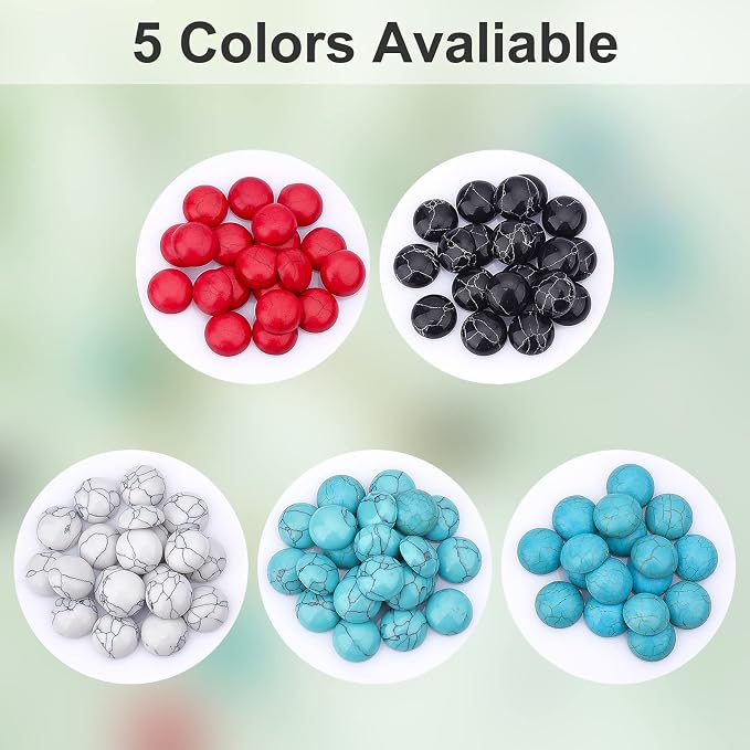 arricraft 100 Pcs Cracked Stone Cabochon, 12mm Flatback Gemstones Beads Mixed - Image 5