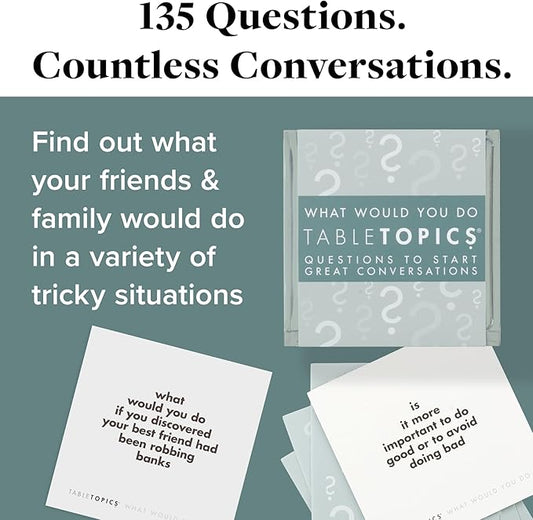 TableTopics What Would You Do Question Card Game - 135 Provocative Conversation Starter Cards for Parties with Adult Friends, Spark Lively Debates about Sticky Situations, Icebreaker Game