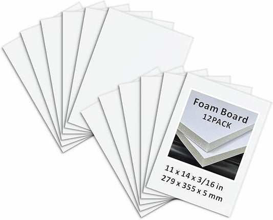 Foam Board 11 x 14 in, ZXUNLIEH 12 Pack White Poster Board, 3/16 in Thick Craft Foam Core Board, Puzzle Board, Double Sided, Foam Sheets for Picture, Project, Presentation, Artwork, Signage and Crafts