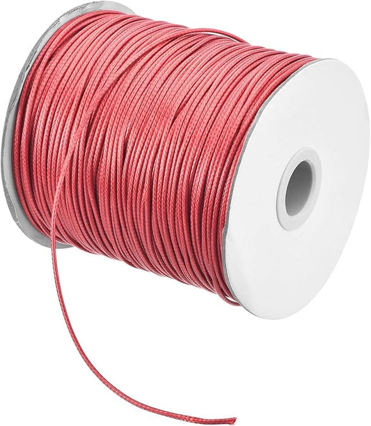 MECCANIXITY Waxed Cord 1.5mm Waxed Polyester Cord 175 Yard Wax String for Bracelet Making,Necklaces, Beading,Jewelry Making and DIY Crafts(Light Red)