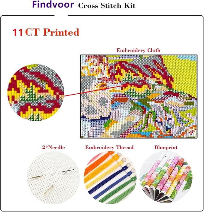 Hopeart Stamped Cross Stitch Kits for Beginner Embroidery Kits for Beginners Adults DIY 11CT Cross Stitch Patterns Needlepoint Kits Crossstitching Kits-Underwater World 18x18 inch