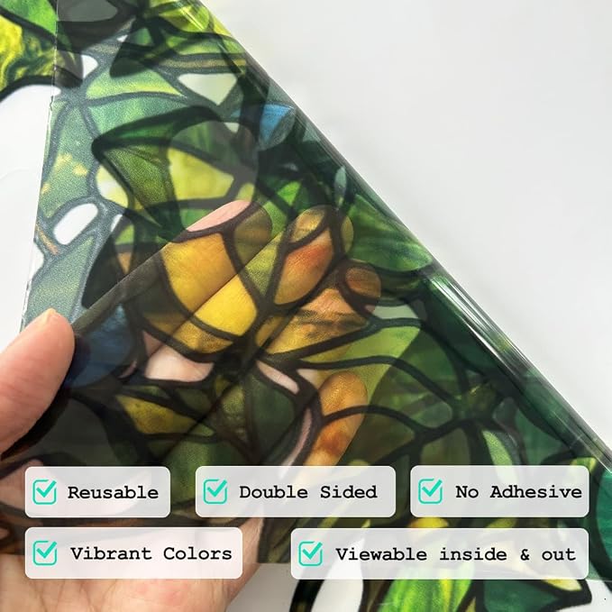 Original Hand Drawn Stained Glass Window Hanging Cling - Image 3