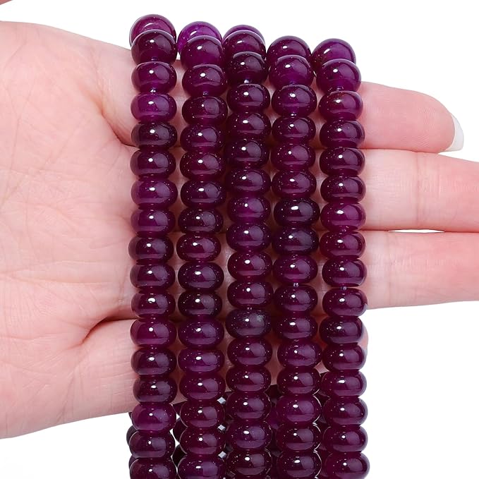Songxi 5x8mm Natural Purple Chalcedony Stone Rondelle Beads, Gemstone by SongXi