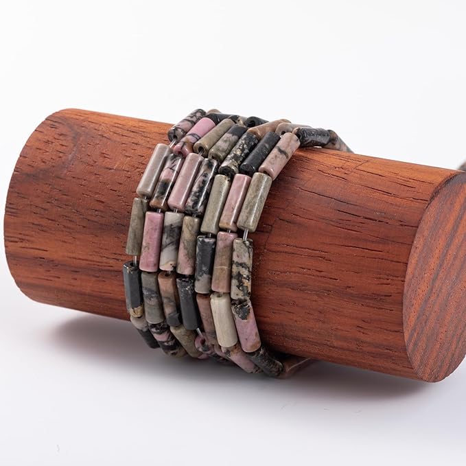 Natural Rhodochrosite Cylinder Tube Beads 4x13mm 38cm/str Loose Semi Gemstone Stone Beads for Making Bracelets Necklace Earrings