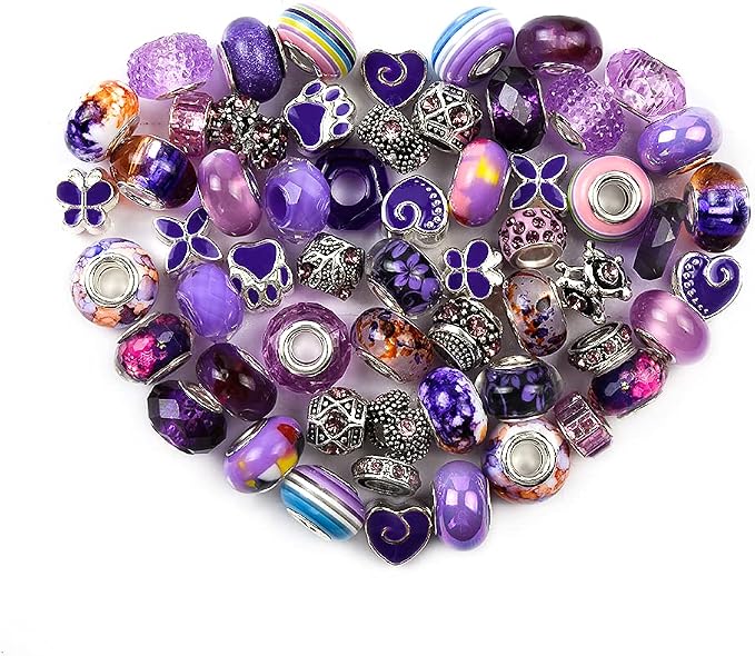 Aipridy European Large Hole Beads, Colorful Glass Charm Beads Set by AIPRIDY