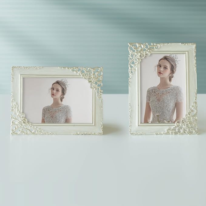 DIKAR Silver 4x6 Picture Frame, Hollow-Carved Design Retro Metal Frame - Image 6