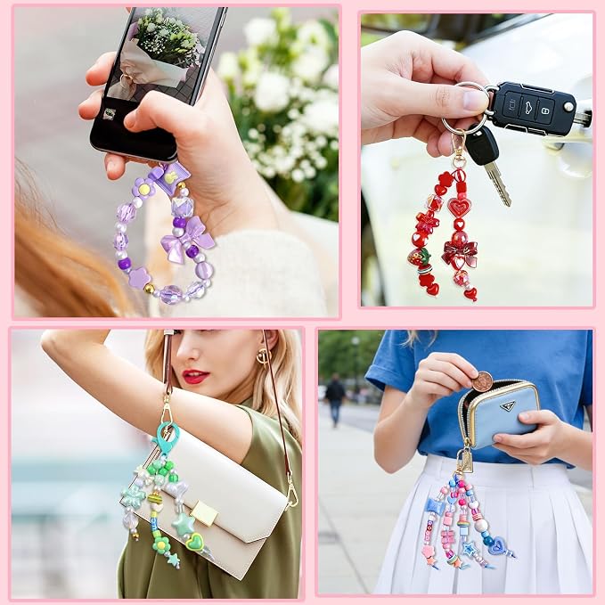 TOHONGADON 2200 PCS DIY Bag Charm Kits, Beaded Keychain Making Kit - Image 7