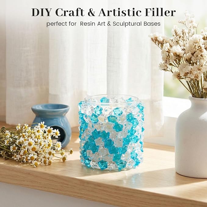 DomeStar 150PCS Fake Ice, Vase Filler Mixed Blue and Clear Fake Ice, Acrylic - Image 6