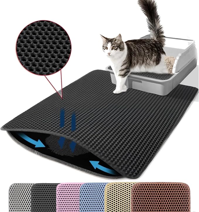 Cat Litter Mat, 24x18 Inches Large Double Layer Honeycomb Cat Litter Trapping by Petinstinct