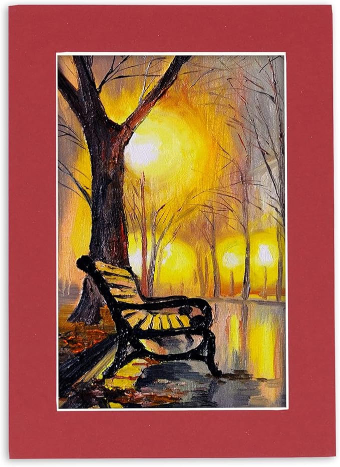 11x14 Mat for 8.5x11 Photo - Precut Deep Red Picture Matboard for Frames 11 x 14 Inches - Bevel Cut Matte to Display Art 8.5 x 11 Inches - Acid Free Pack of 10 MATS with Backing Boards & Clear Bags