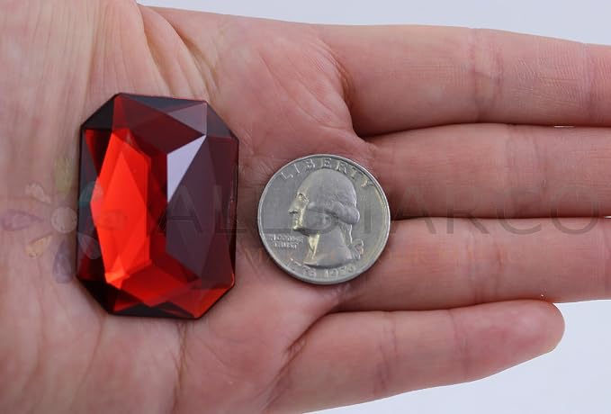 Allstarco 40x30mm Red Ruby A28 Large Flat Back Octagon Acrylic Rhinestones - Image 2