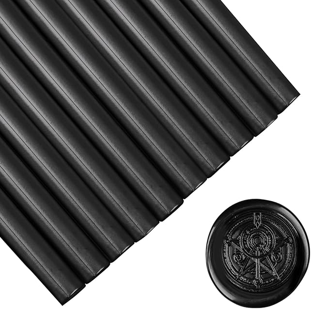 Glue Gun Sealing Wax Sticks for Wax Seal Stamp -Black, Great for Wedding Invitations, Cards Envelopes, Snail Mails, Wine Packages, Christmas Gift Ideas, Pack of 10