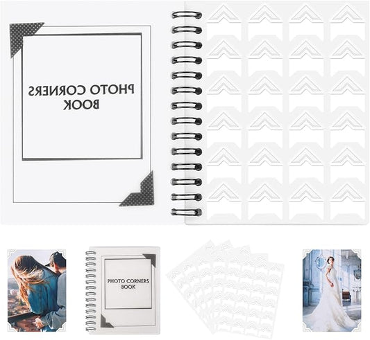 15 Sheets 360 PCS White Acid-Free Photo Corners Notebook, Self-Adhesive Photo Corners for DIY Photo Album Journal, Photo Corner Stickers for Trip Journal Memory Book