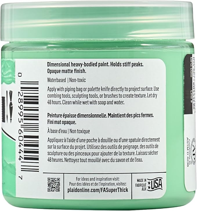 FolkArt Super Thick Acrylic Paint with a Textured Finish, Soft Mint, 4 oz