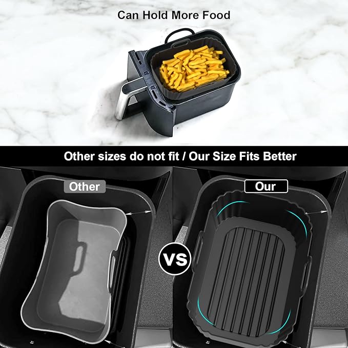 Silicone Air Fryer Liners 2 Pack, Reusable Liners Compatible - Image 6