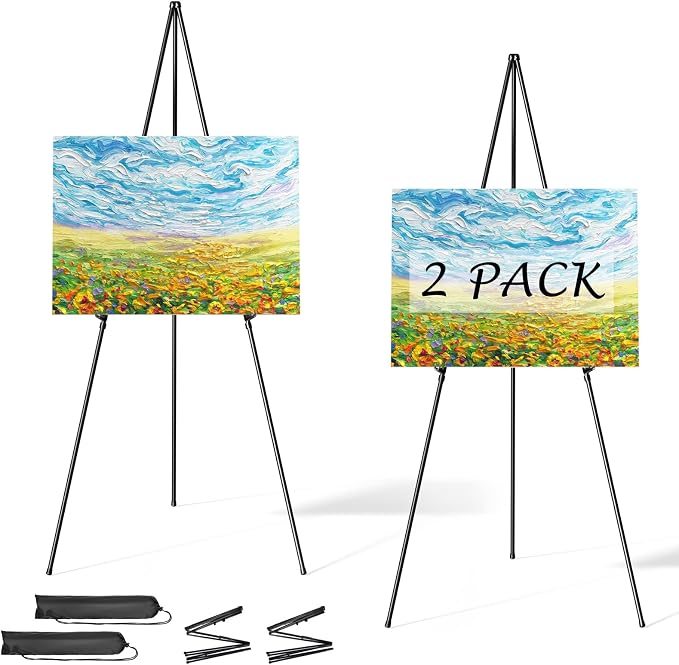 Easel Stand for Sign, Aredy 63" Portable Painting Easel, Lightweight Metal by Aredy