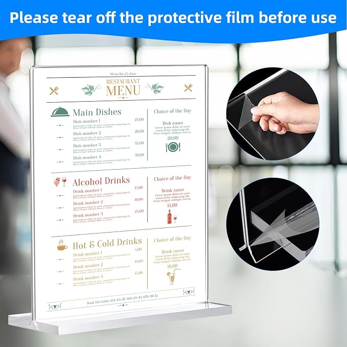 24 Pack Acrylic Sign Holder 8.5 x 11, Double-Sided Clear Sign Holder Plastic - Image 3