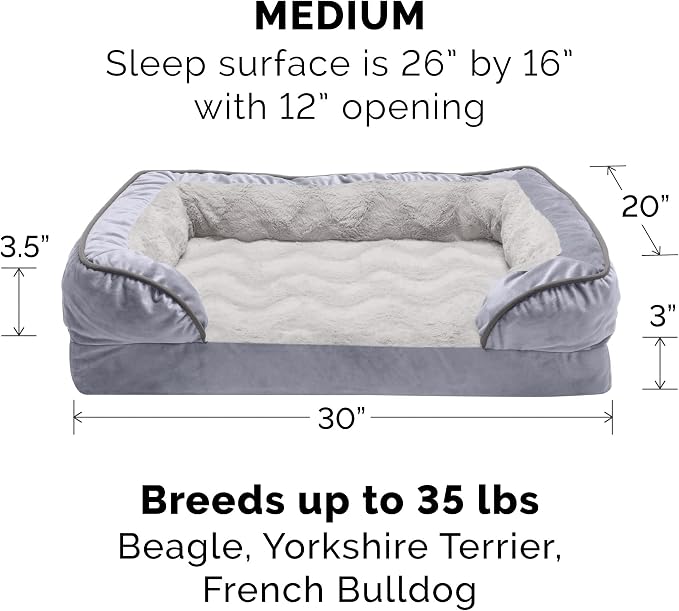 Furhaven Memory Foam Dog Bed for Medium/Small Dogs w/ Removable Bolsters & - Image 2