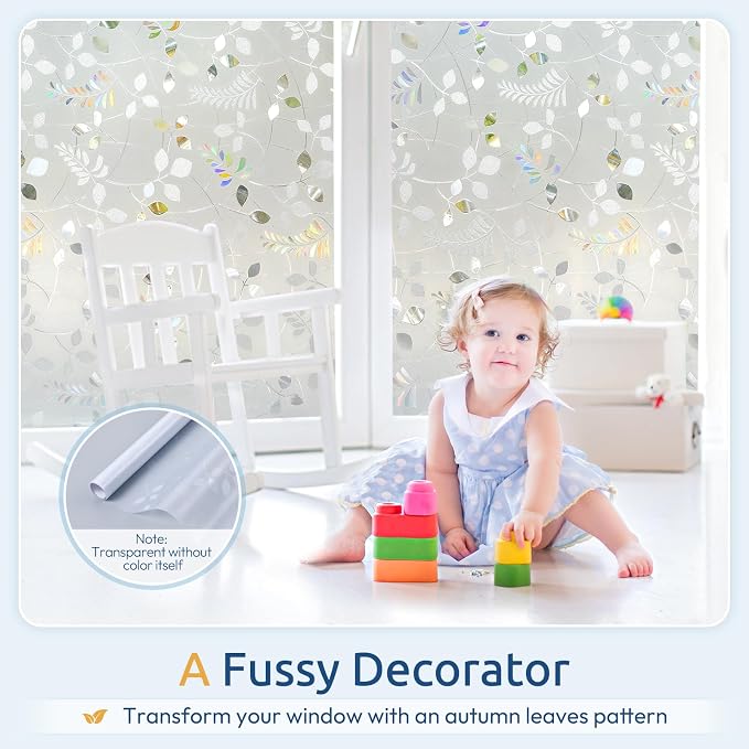 rabbitgoo Window Privacy Film, Frosted Glass Window Film, 35.4" x 78.5" | 3D - Image 3
