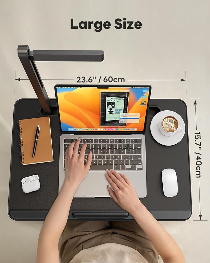 Laptop Table with LED Desk Light, SAIJI Laptop Stand - Image 4
