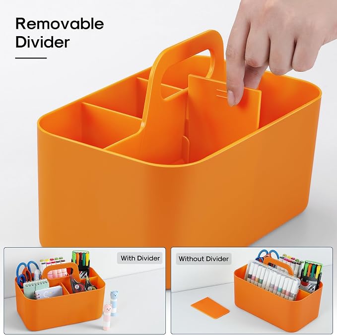 Multiuse Caddy Organizer with Handle, Portable Divided Plastic Tote Bin - Image 6