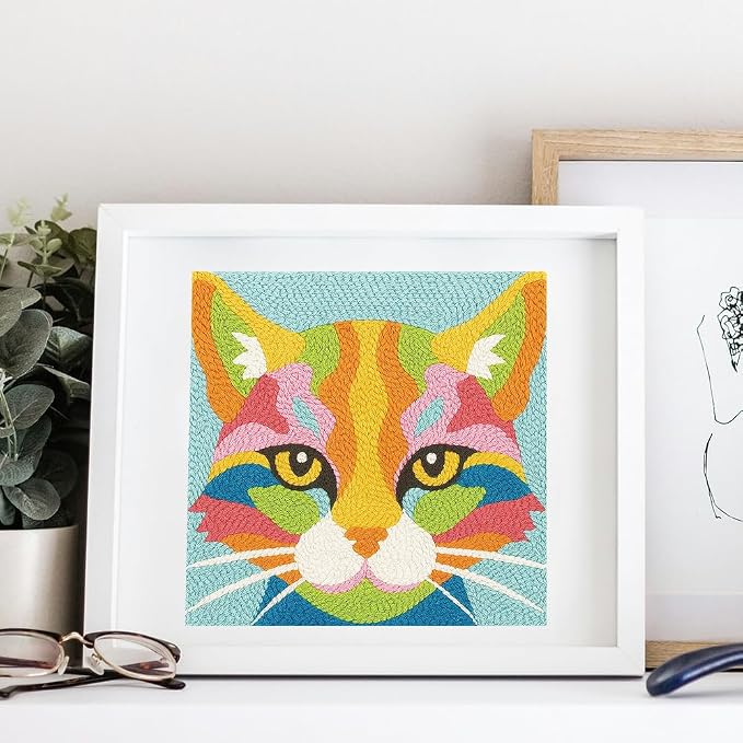 DOODLREAM Colored Cat Head DIY Punch Needle Embroidery Kit - Image 6