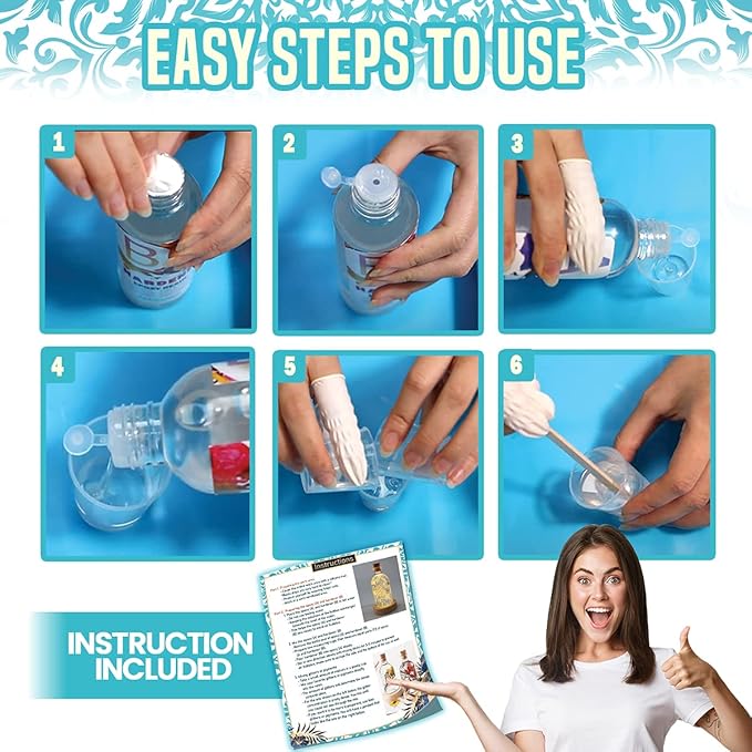Zoncolor Bottle Resin Molds Silicone Kit - Night LED Light Lamp Bulb Art Craft Accessories Supplies and Tools DIY Unique Clear Bottle Shape Epoxy Molds and Stopper Cool Home Office Kitchen Decoration