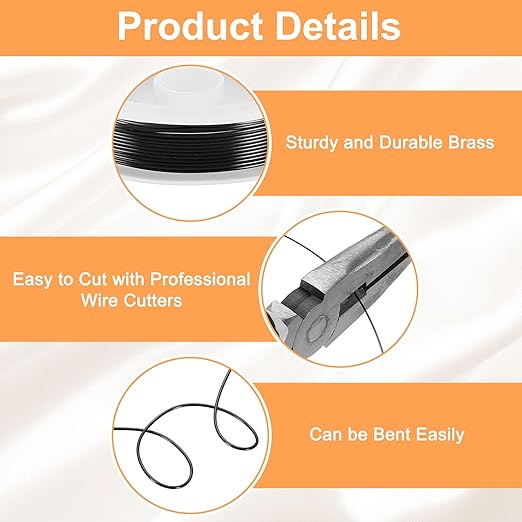 HARFINGTON 10ft Jewelry Wire, 22 Gauge (0.7mm) Brass Craft Soft Metal Tarnish Resistant Copper Beading Wire for Jewelry Making Supplies Crafting, Black